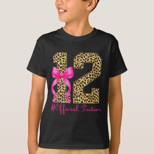 Preteen 12th Birthday Girl Coquette Bow Leopard T-Shirt