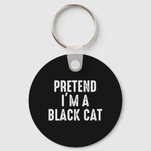 Pretend A Black Cat Costume Halloween Easy Lazy Key Ring