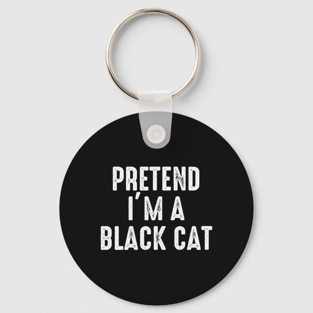 Pretend A Black Cat Costume Halloween Easy Lazy Key Ring (Front)