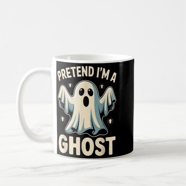 Pretend A Ghost Funny Lazy Halloween Costume Coffee Mug (Left)