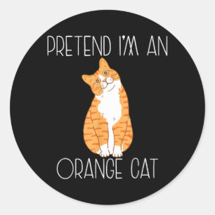 Pretend an Orange Cat Halloween Costume Family Classic Round Sticker