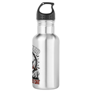 Pretend Black Cat Halloween Witch Hat Red Moon_1 532 Ml Water Bottle