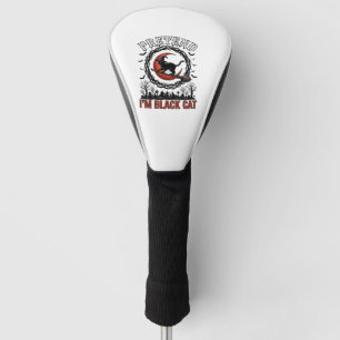 Pretend Black Cat Halloween Witch Hat Red Moon_1 Golf Head Cover
