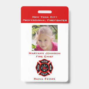 Pretend Firefighter Badge for Kids Personalised ID Badge