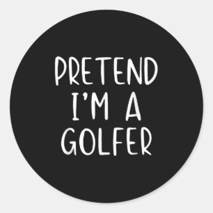 Pretend Golfer Costume Halloween Simple Funny Golf Classic Round Sticker
