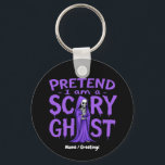 Pretend I Am A Scary Ghost Funny Purple Skeleton  Key Ring<br><div class="desc">A sarcastic and humorous take on Halloween costumes. Featuring a spooky skeleton in a purple cloak with dripping "Scary Ghost" typography. Perfect for those who love witty holiday humor and vibrant,  spooky aesthetics.</div>
