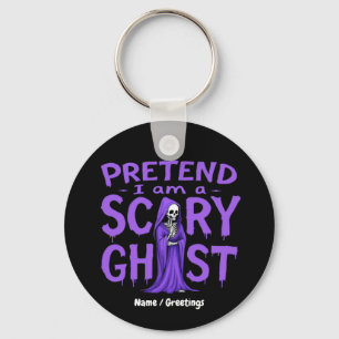  Pretend I Am A Scary Ghost Funny Purple Skeleton  Key Ring