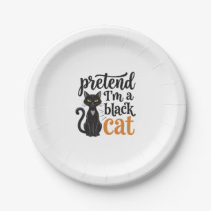 Pretend I’m a Black Cat Halloween Cat Shirt Design Paper Plate