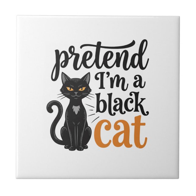 Pretend I’m a Black Cat Halloween Cat Shirt Design Tile (Front)
