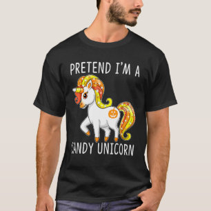 Pretend I'm A Candy Corn Unicorn Halloween Costume T-Shirt