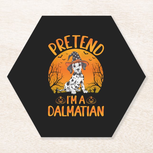 Pretend i'm a Dalmatian Dog Halloween (1) Paper Coaster (Front)