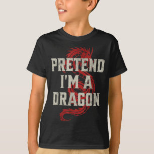 Pretend I'm A Dragon Funny Lazy Halloween Costume  T-Shirt