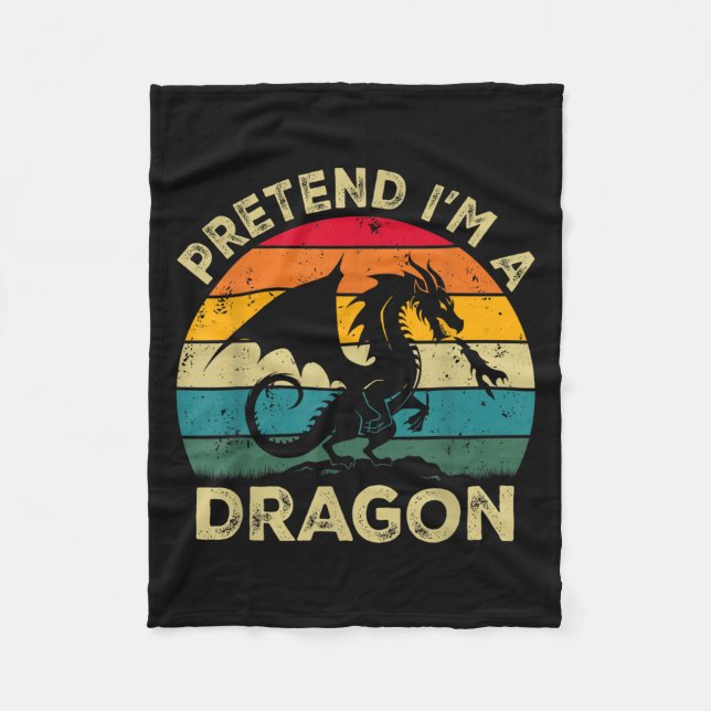 Pretend Im A Dragon Lazy Halloween Costume  Fleece Blanket (Front)