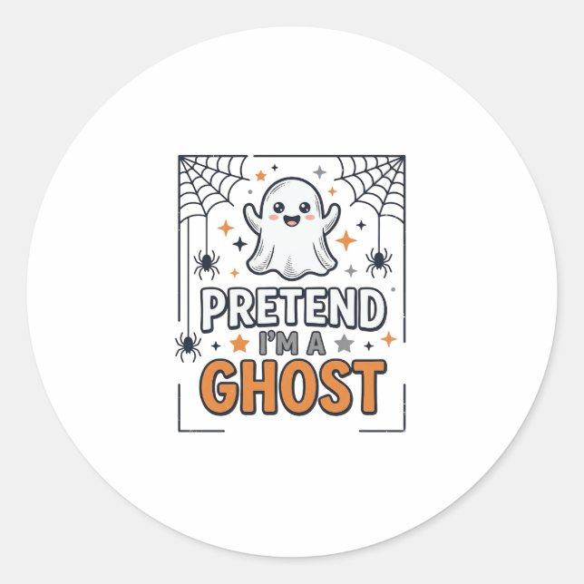 Pretend Im a Ghost Cute Halloween Classic Round Sticker (Front)
