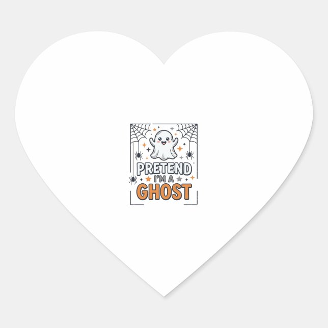 Pretend Im a Ghost Cute Halloween Heart Sticker (Front)