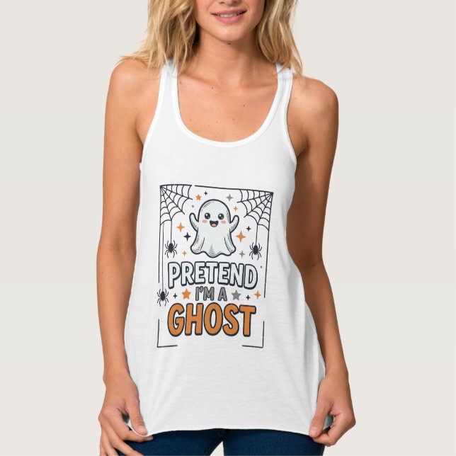 Pretend Im a Ghost Cute Halloween Singlet (Front)