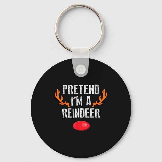 Pretend I'm A Reindeer Funny Lazy Christmas Mens W Key Ring (Front)