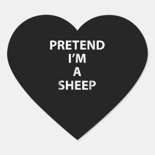Pretend im a sheep   halloween funny party gift heart sticker