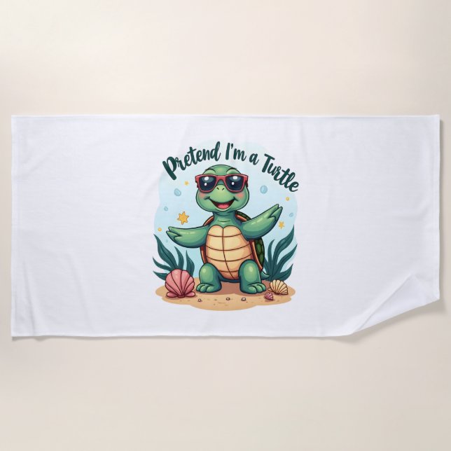 Pretend I'm A Turtle Halloween Party Pretend I'm A Beach Towel (Front)