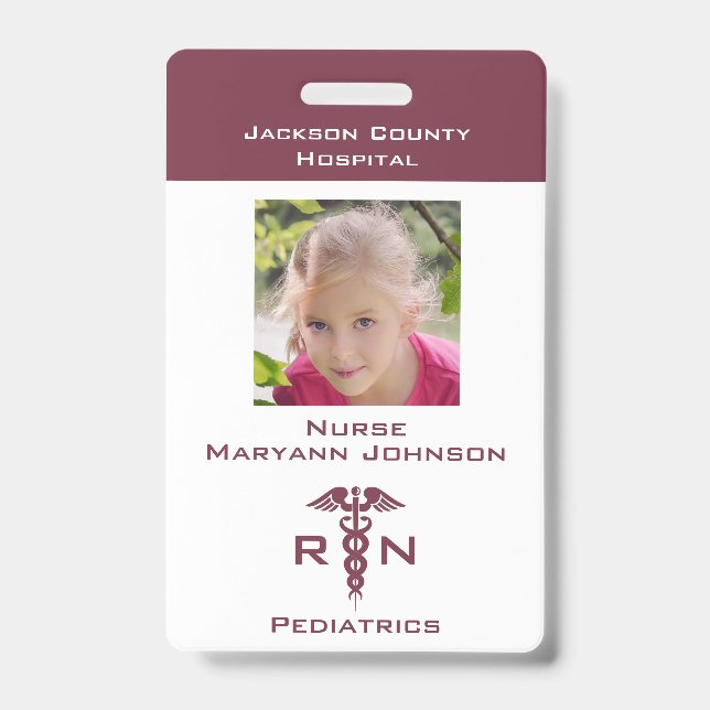 Pretend Nurse Play Badge for Kids Personalised ID Badge (Front)