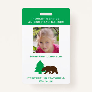 Pretend Park Ranger Badge for Kids Personalised ID Badge
