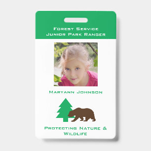 Pretend Park Ranger Badge for Kids Personalized ID Badge