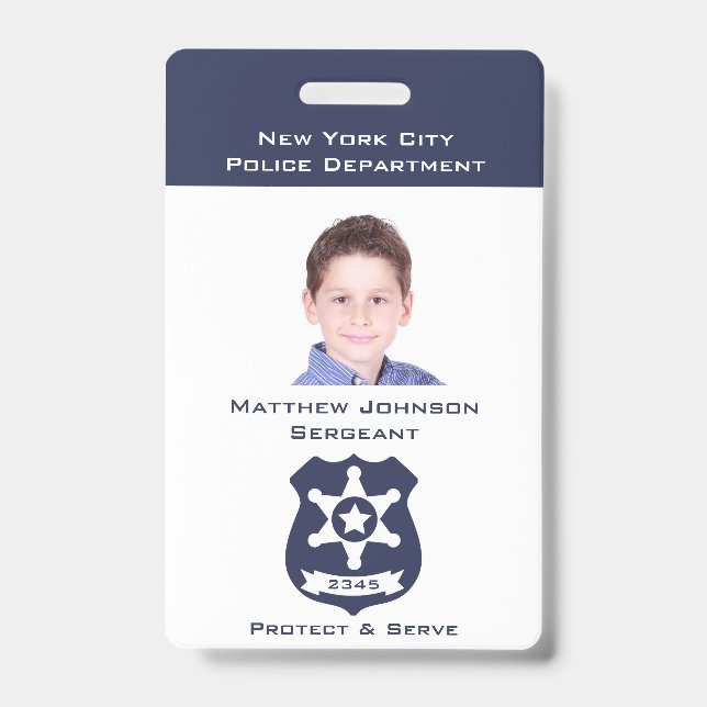 Pretend Police Badge for Kids with Photo ID Badge (Front)