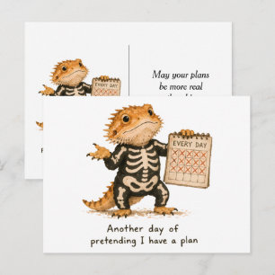 Pretending I Have A Plan Bearded Dragon Art Postcard