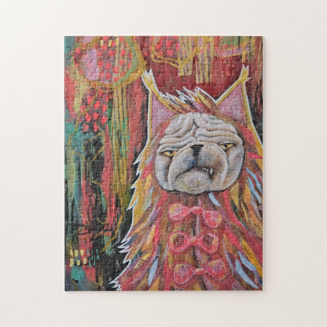 Pretending Pug, an abstract collage of masking Jigsaw Puzzle (Vertical)