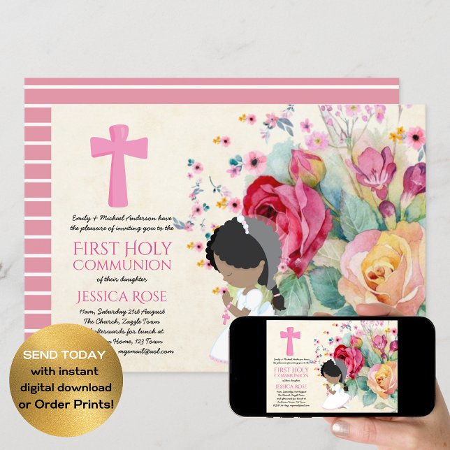 Prettiest First Holy Communion Invites Flowers (Creator Uploaded)