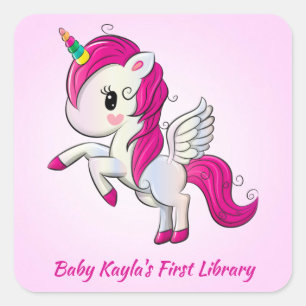 Prettiest Pink Unicorn Ever! Personalise Me Square Square Sticker