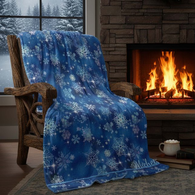 Prettiest Snowflakes Pattern Blue ID846 Fleece Blanket (Creator Uploaded)