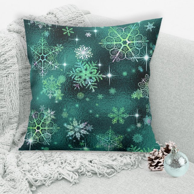 Prettiest Snowflakes Pattern Green ID846 Cushion (Creator Uploaded)