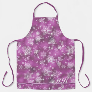 Prettiest Snowflakes Pattern Orchid Pink ID846 Apron