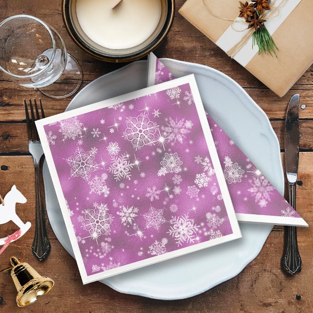 Prettiest Snowflakes Pattern Orchid Pink ID846 Napkin (Creator Uploaded)