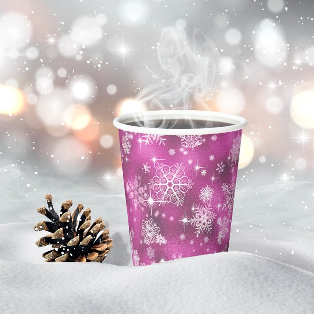 Prettiest Snowflakes Pattern Orchid Pink ID846 Paper Cups (Creator Uploaded)
