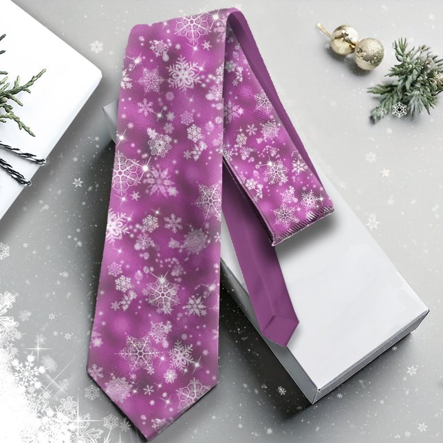 Prettiest Snowflakes Pattern Orchid Pink ID846 Tie (Creator Uploaded)