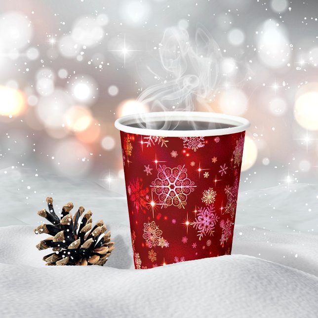 Prettiest Snowflakes Pattern Red ID846 Paper Cups (Creator Uploaded)