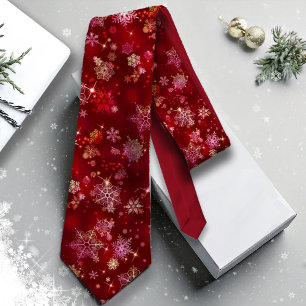 Prettiest Snowflakes Pattern Red ID846 Tie