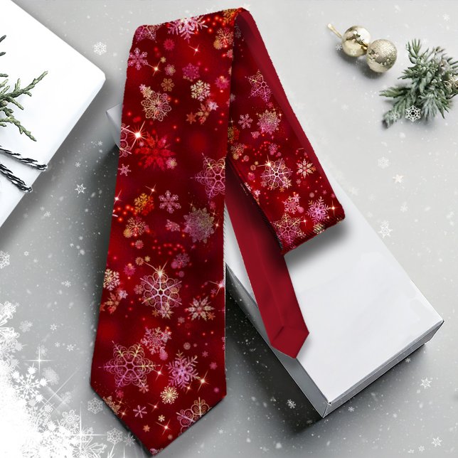 Prettiest Snowflakes Pattern Red ID846 Tie (Creator Uploaded)