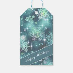 Prettiest Snowflakes Pattern Teal ID846 Gift Tags