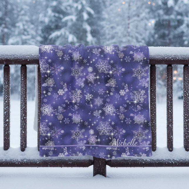 Prettiest Snowflakes Pattern Violet ID846 Fleece Blanket (Creator Uploaded)