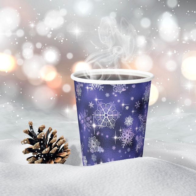 Prettiest Snowflakes Pattern Violet ID846 Paper Cups (Creator Uploaded)