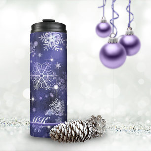 Prettiest Snowflakes Pattern Violet ID846 Thermal Tumbler
