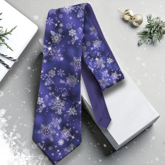Prettiest Snowflakes Pattern Violet ID846 Tie