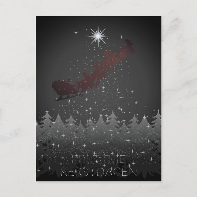 Prettige Kerstdagen Christmas Eve Sky Stars Sleigh Holiday Postcard (Front)