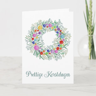 Prettige Kerstdagen, Dutch Christmas Wreath Holiday Card