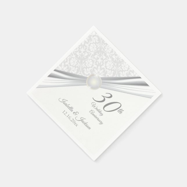 Pretty 30th  Wedding Anniversary Design Napkin (Corner)