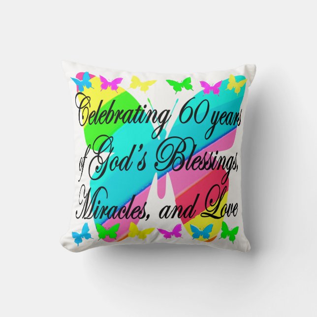 PRETTY 60TH BIRTHDAY GOD LOVING PILLOW (Front)