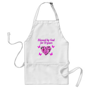 PRETTY 70TH PINK FLORAL BIRTHDAY DESIGN STANDARD APRON